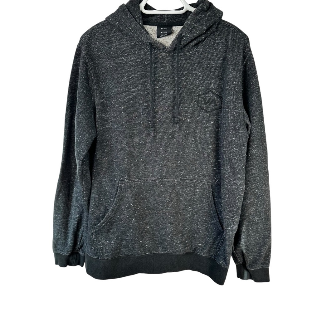 RVCA Sweatshirt Mens Medium Grey Kangaroo Pocket Hooded Casualcore Skater Cotton